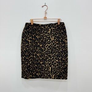 Talbots Petite Wool Blend Leopard Animal Print Pencil Skirt Sz 10 P